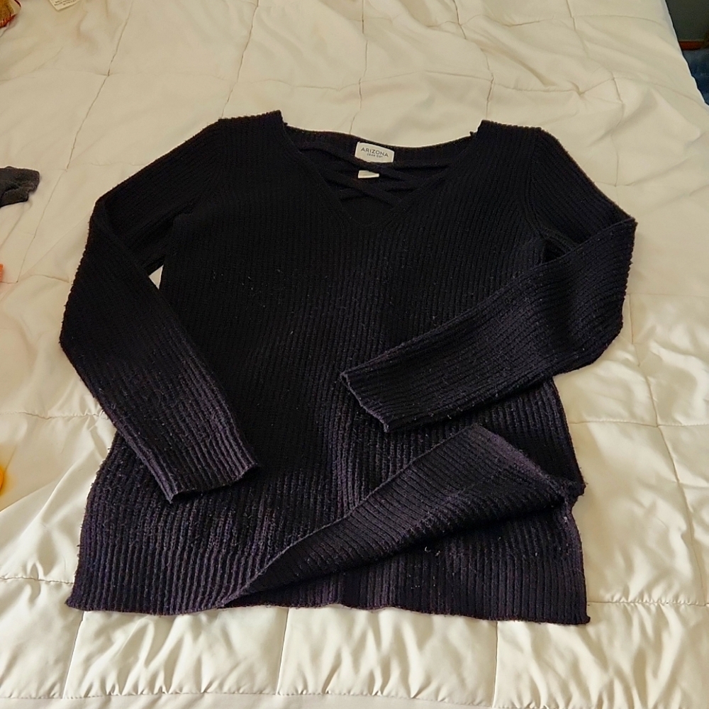 Juniors Arizona V neck black sweater,  size medium